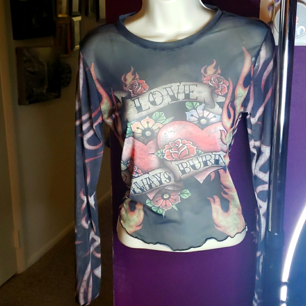 Love always burns sheer long sleeve